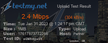 Speed Test Result