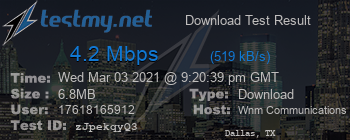 Speed Test Result