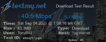 Speed Test Result