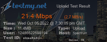 Speed Test Result