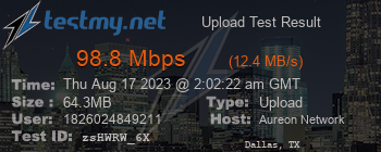 Speed Test Result