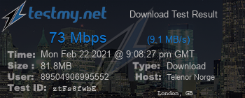 Speed Test Result