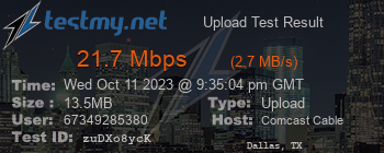 Speed Test Result